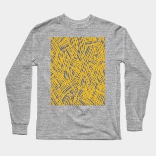 Lines Sketch in Mustard Yellow and Grey Long Sleeve T-Shirt